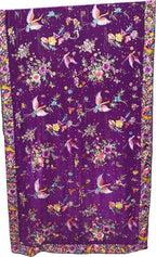 Purple Pure Crepe Parsi Hand Embroidered Flower And Flower Design Saree - Luxurion World