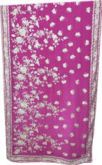 Pink Pure Crepe Parsi Hand Embroidered Flower Design Saree - Luxurion World