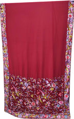 Red Pure Georgette Parsi Hand Embroidered Flower Design Saree - Luxurion World