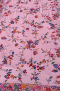 Pink Pure Georgette Parsi Hand Embroidered Flower Design French Knot Work Saree - Luxurion World