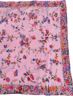 Pink Pure Georgette Parsi Hand Embroidered Flower Design French Knot Work Saree - Luxurion World