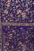 Blue Pure Georgette Parsi Hand Embroidered Bird And Flower Design Saree - Luxurion World