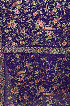 Blue Pure Georgette Parsi Hand Embroidered Bird And Flower Design Saree - Luxurion World