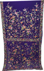 Blue Pure Georgette Parsi Hand Embroidered Bird And Flower Design Saree - Luxurion World