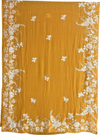 Yellow Pure Georgette Parsi Hand Embroidered Flower Design Saree - Luxurion World