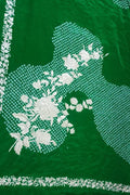 Exquisite Green Hand Embroidered Parsi Gara Crepe Hand Bandhej Saree - Luxurion World