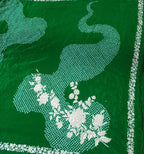 Exquisite Green Hand Embroidered Parsi Gara Crepe Hand Bandhej Saree - Luxurion World