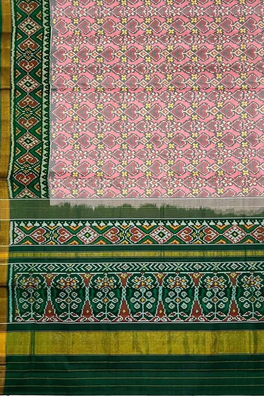 Pink Handloom Patola Pure Silk Single Ikat Saree - Luxurion World