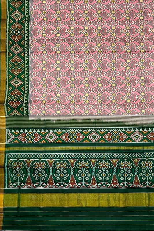 Pink Handloom Patola Pure Silk Single Ikat Saree - Luxurion World