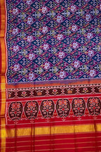 Blue Handloom Patola Pure Silk Single Ikat Saree - Luxurion World