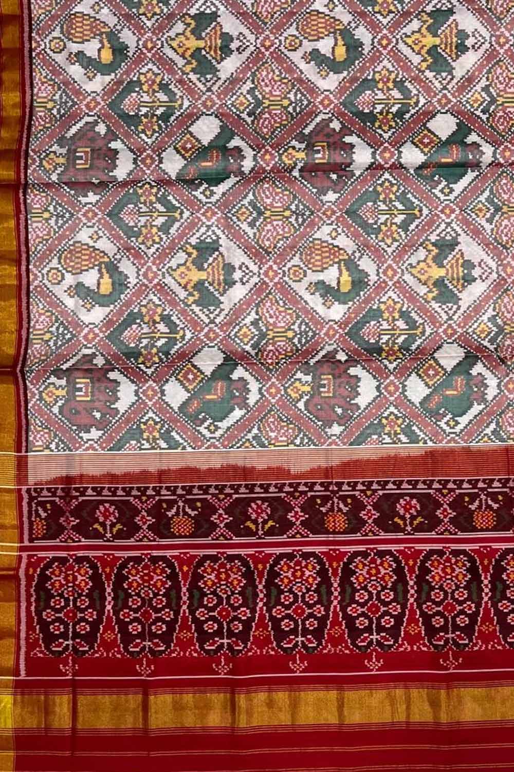 Multicolor Handloom Patola Pure Silk Single Ikat Saree - Luxurion World