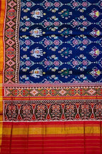 Blue Handloom Patola Pure Silk Single Ikat Saree - Luxurion World