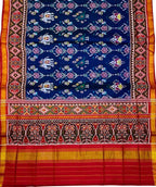 Blue Handloom Patola Pure Silk Single Ikat Saree - Luxurion World