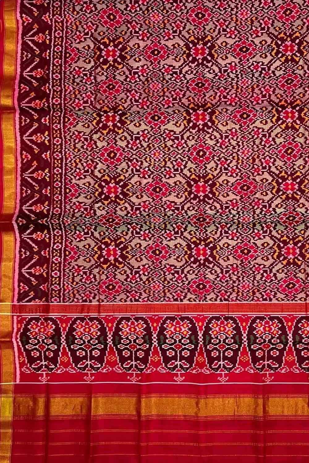 Multicolor Handloom Patola Pure Silk Single Ikat Saree - Luxurion World