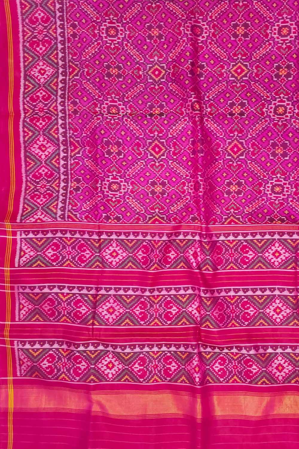 Pink Handloom Semi Patan Patola Silk Saree - Luxurion World