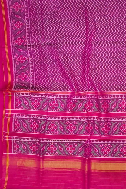 Pink Handloom Semi Patan Patola Pure Silk Saree - Luxurion World