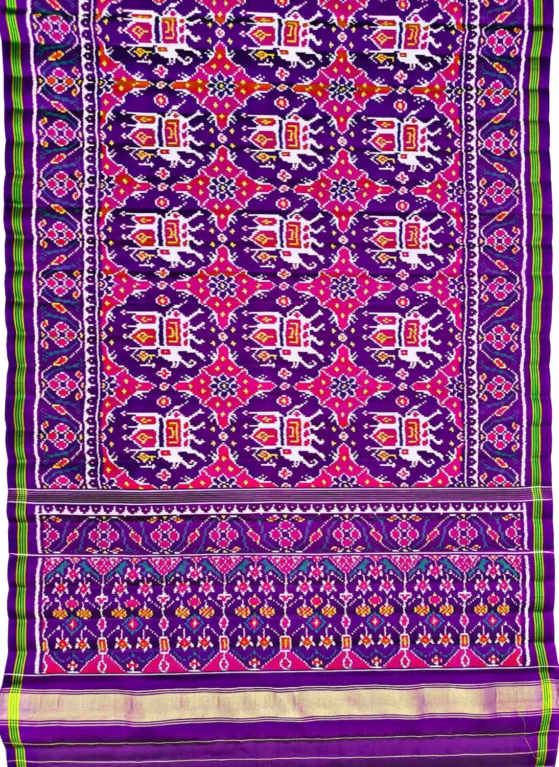 Pink & Purple Handloom Patola Silk Saree - Luxurion World
