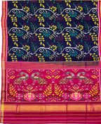 Blue Handloom Semi Patan Patola Silk Saree - Luxurion World