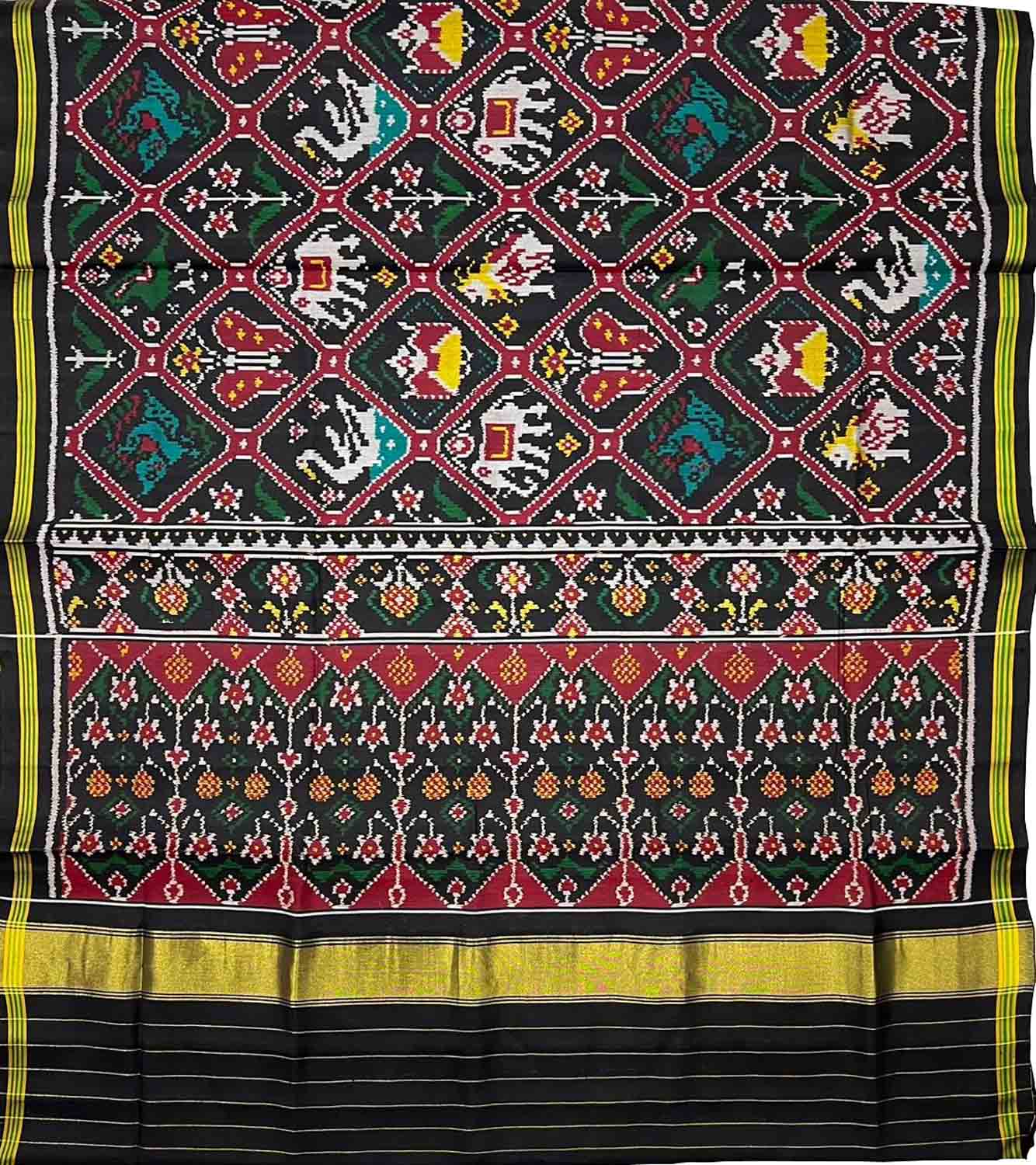 Elegant Black Handloom Patola Silk Saree - Luxurion World