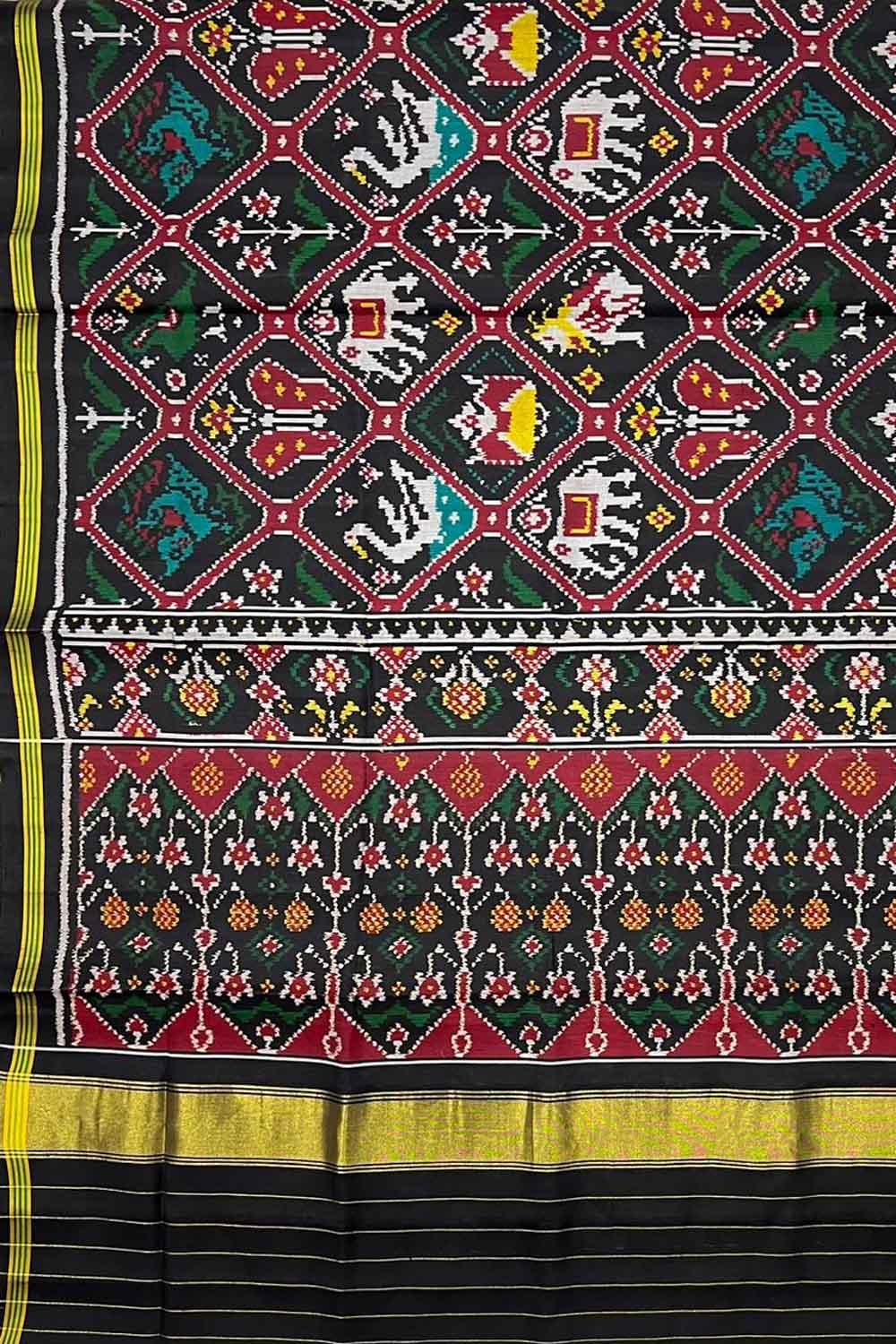 Elegant Black Handloom Patola Silk Saree - Luxurion World