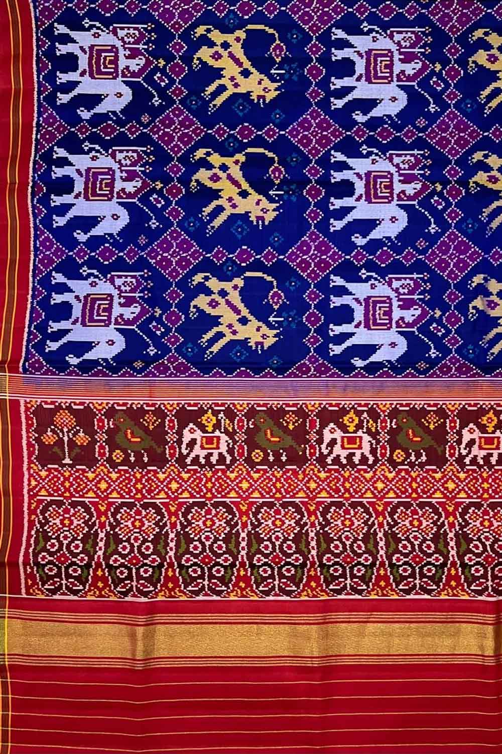 Blue Handloom Semi Patan Patola Silk Saree - Elegant Style - Luxurion World