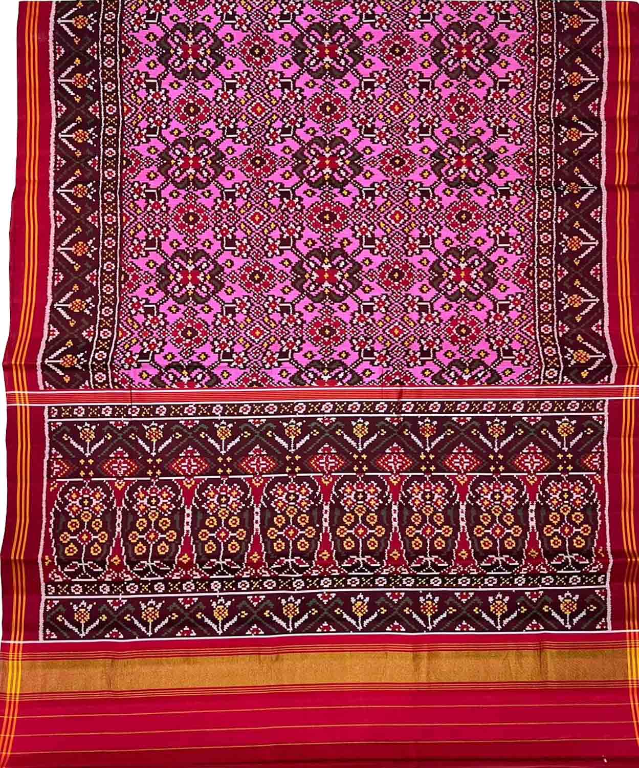 Pink Handloom Semi Patan Patola Silk Saree - Elegant Style - Luxurion World