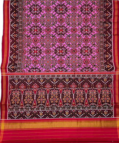 Pink Handloom Semi Patan Patola Silk Saree - Elegant Style - Luxurion World