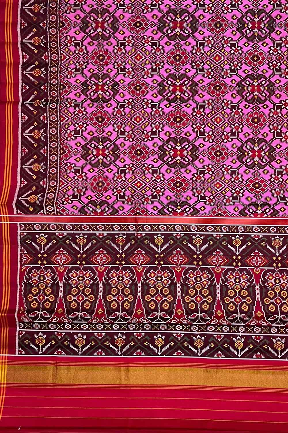 Pink Handloom Semi Patan Patola Silk Saree - Elegant Style - Luxurion World