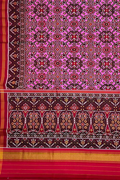 Pink Handloom Semi Patan Patola Silk Saree - Elegant Style - Luxurion World