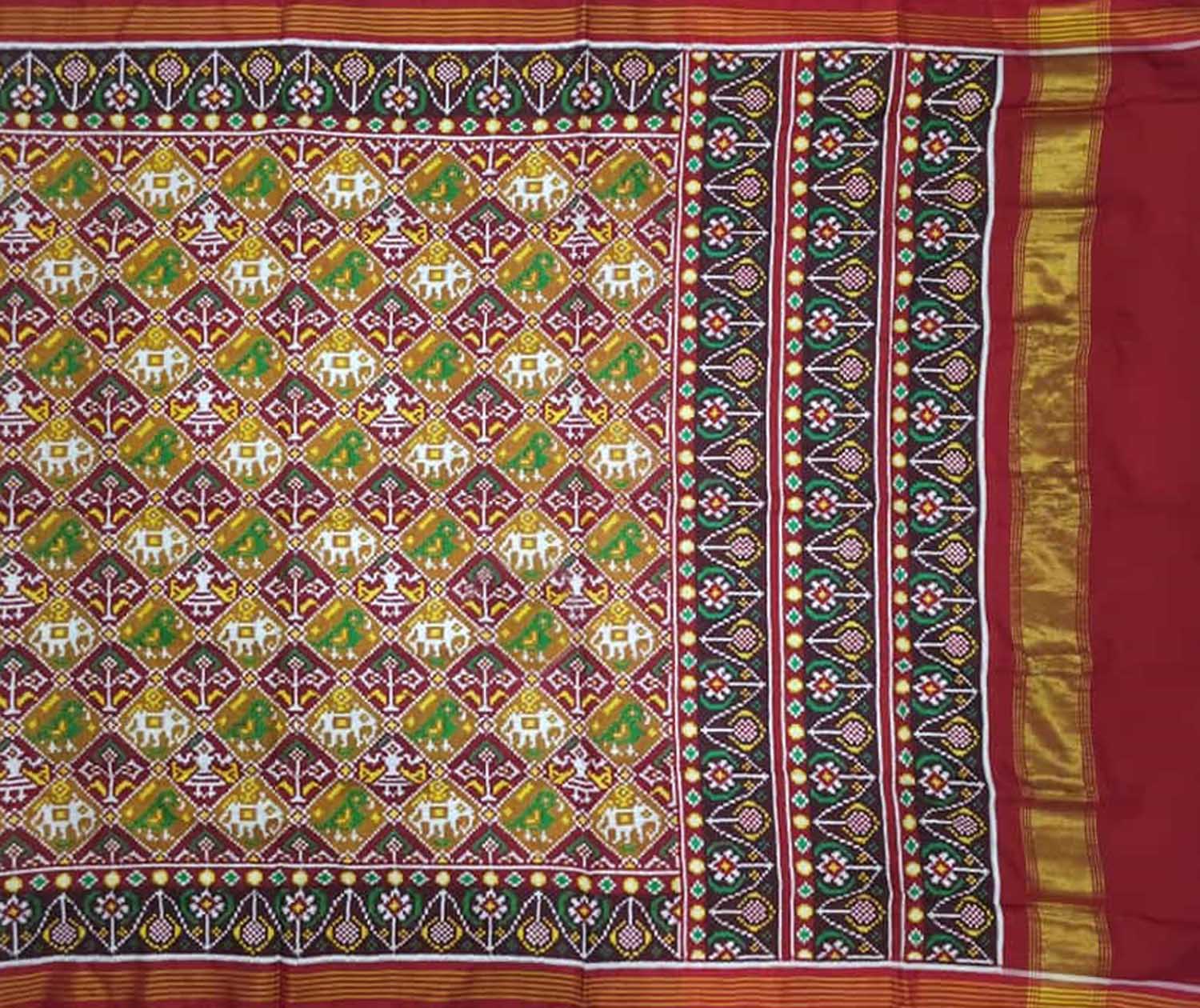 Exquisite Multicolor Patan Patola Double Ikat Handloom Pure Silk Saree - Luxurion World