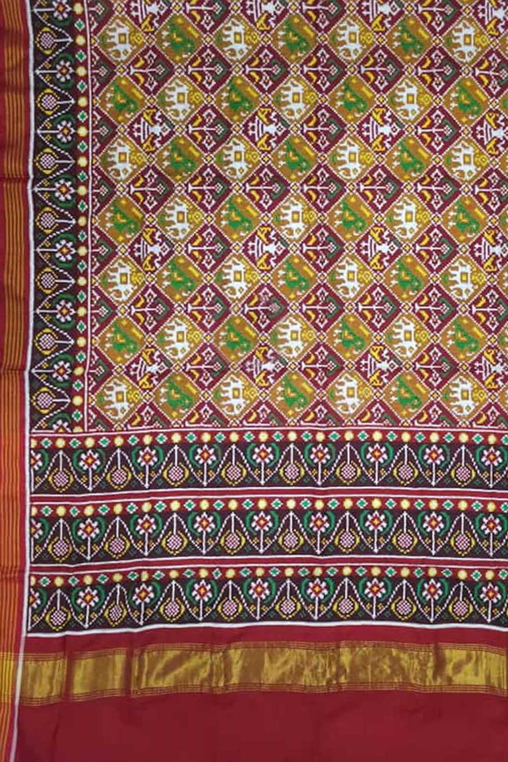 Exquisite Multicolor Patan Patola Double Ikat Handloom Pure Silk Saree - Luxurion World