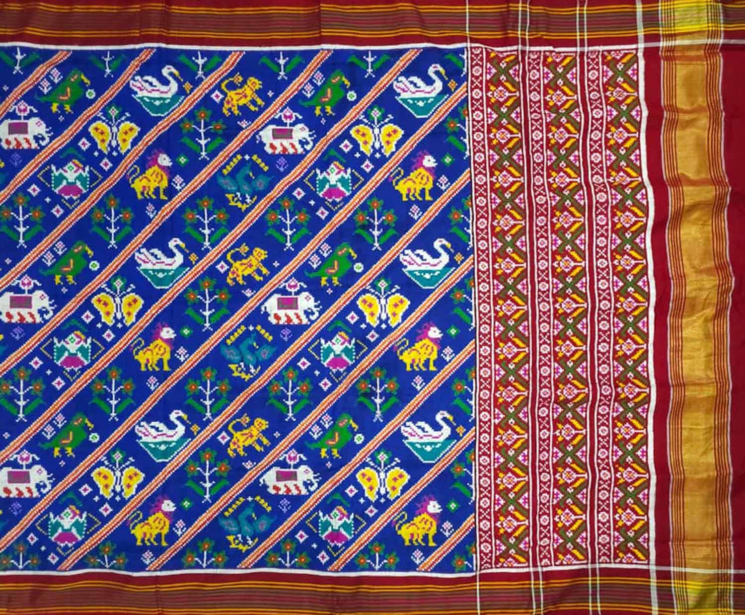 Stunning Blue Patan Patola Double Ikat Silk Saree - Luxurion World