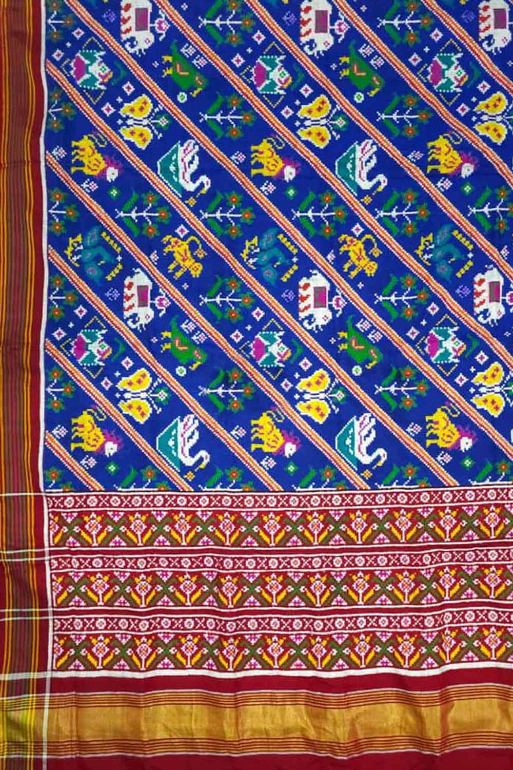 Stunning Blue Patan Patola Double Ikat Silk Saree - Luxurion World