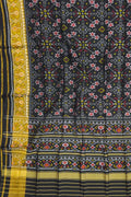 Black Handloom Single Ikat Rajkot Patola Pure Silk Saree - Luxurion World