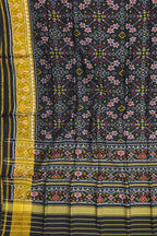 Black Handloom Single Ikat Rajkot Patola Pure Silk Saree - Luxurion World
