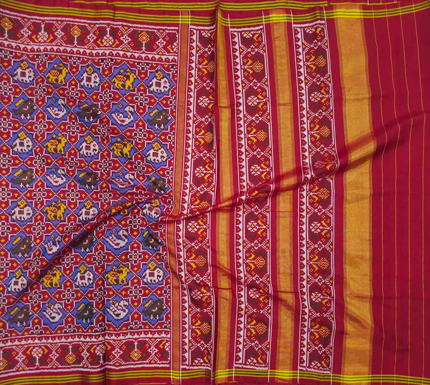 Vibrant Silk Patola Handloom Saree - Multicolor Beauty - Luxurion World