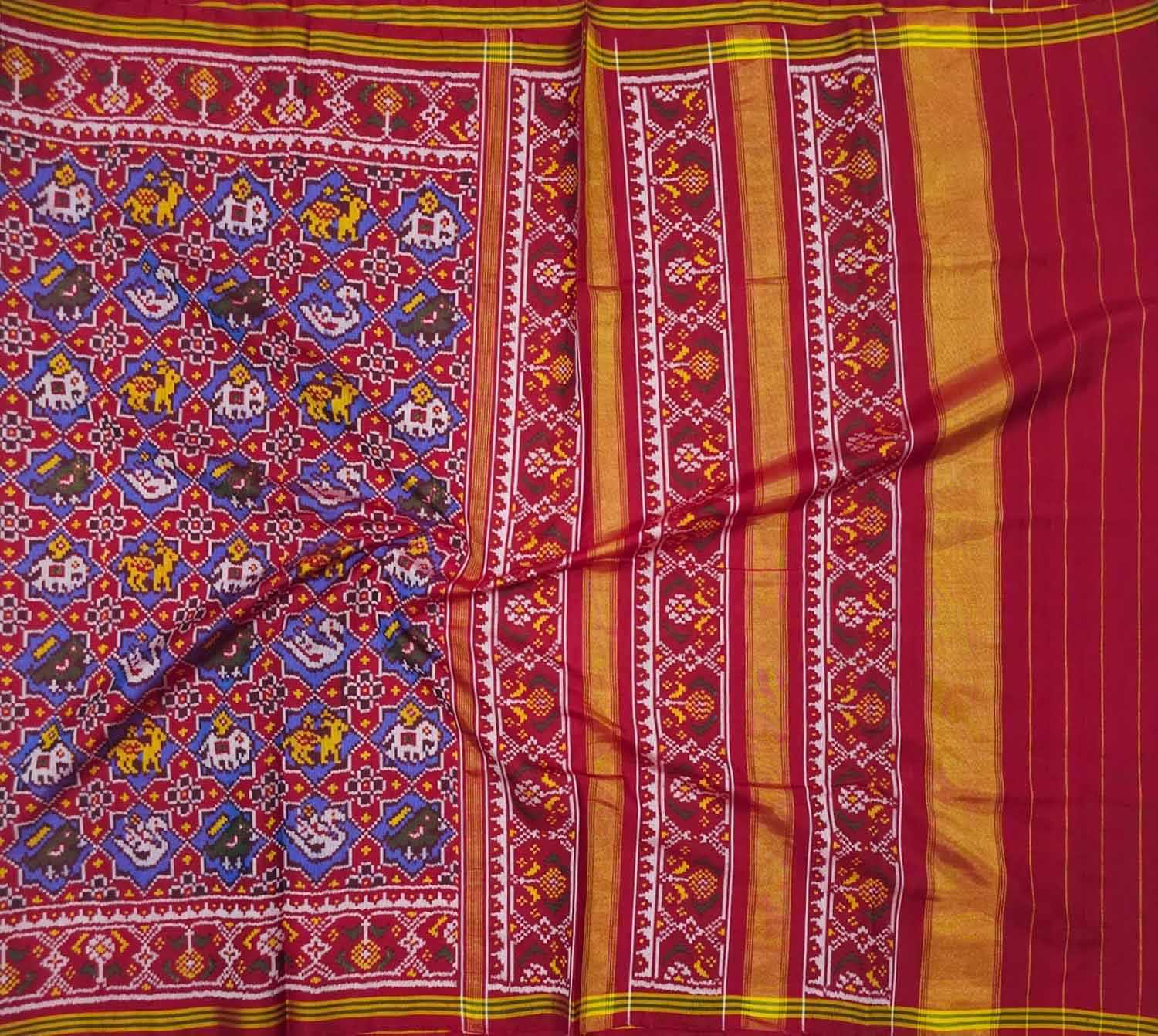 Vibrant Silk Patola Handloom Saree - Multicolor Beauty - Luxurion World