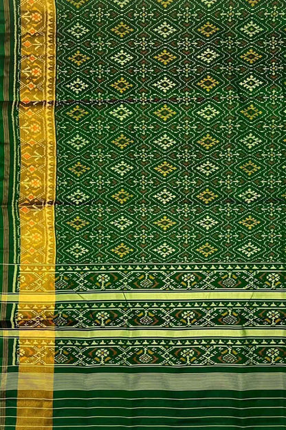 Green Pure Silk Patola Single Ikat Saree - Luxurion World