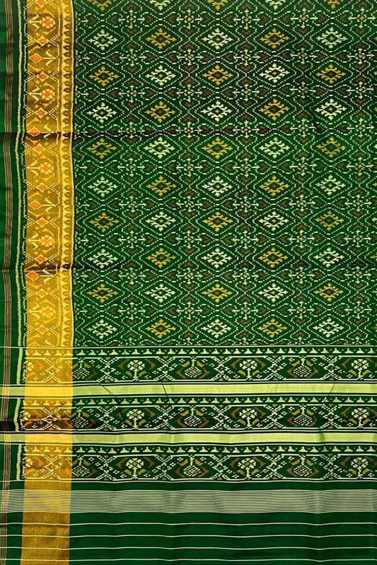 Green Pure Silk Patola Single Ikat Saree - Luxurion World