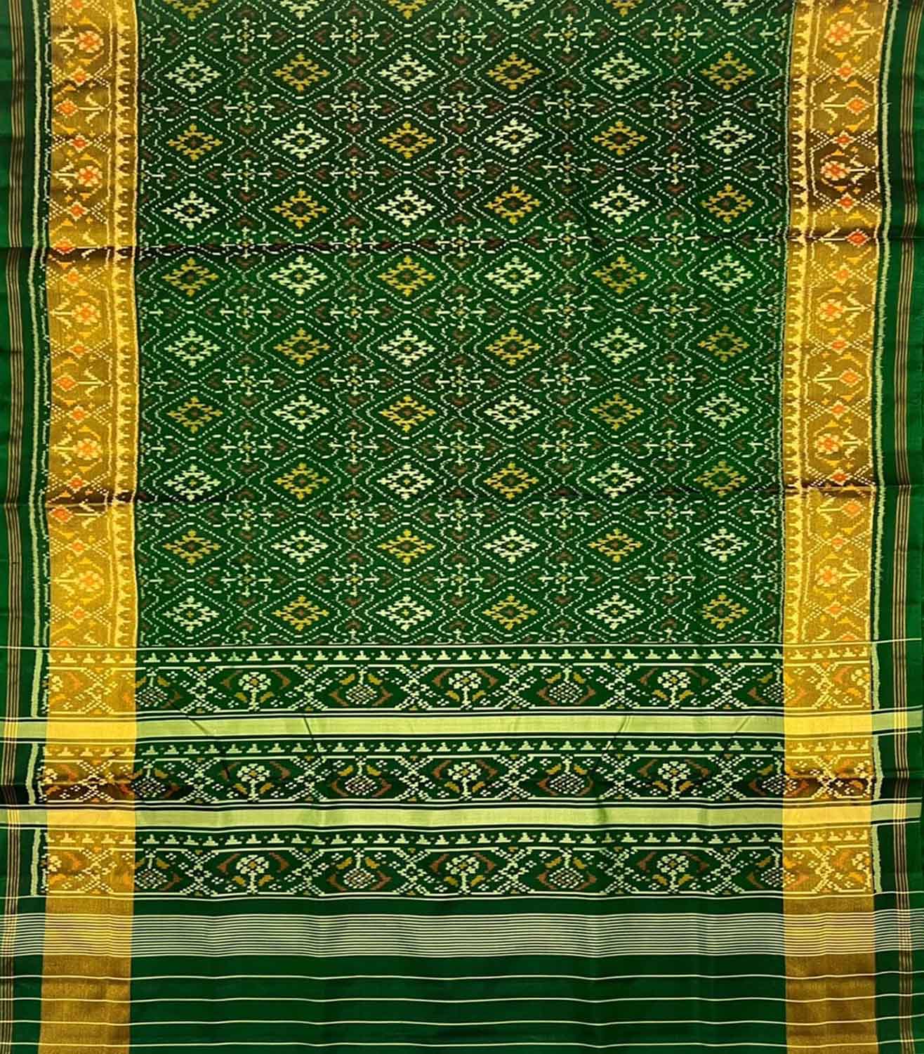 Green Pure Silk Patola Single Ikat Saree - Luxurion World