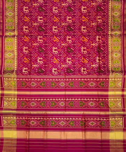 Stunning Pink Pure Silk Patola Single Ikat Saree - Luxurion World