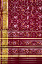 Maroon Pure Silk Patola Single Ikat Saree - Luxurion World