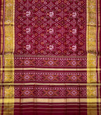 Maroon Pure Silk Patola Single Ikat Saree - Luxurion World