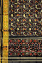 Black Pure Silk Patola Single Ikat Saree - Luxurion World