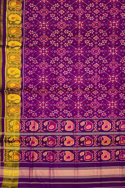 Exquisite Purple Pure Silk Patola Single Ikat Saree - Luxurion World