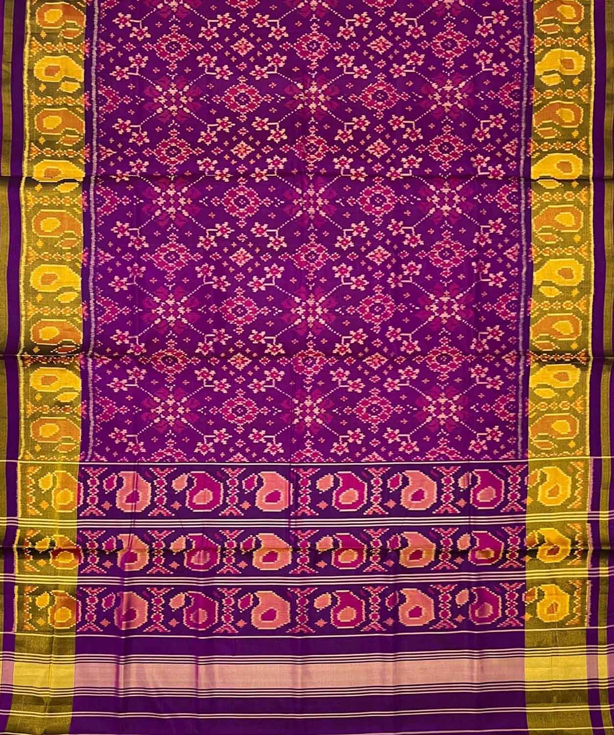 Exquisite Purple Pure Silk Patola Single Ikat Saree - Luxurion World
