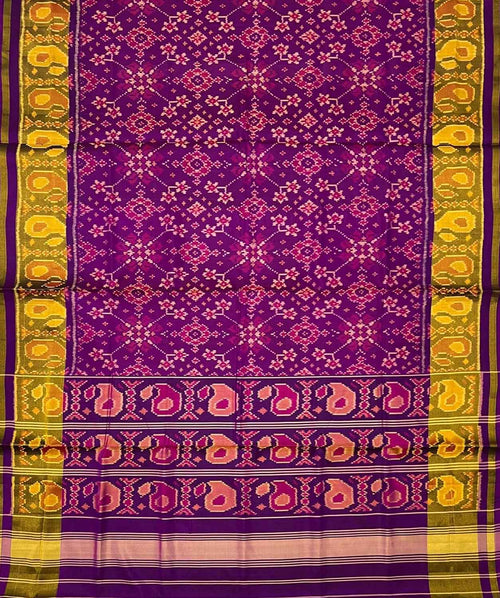 Exquisite Purple Pure Silk Patola Single Ikat Saree - Luxurion World