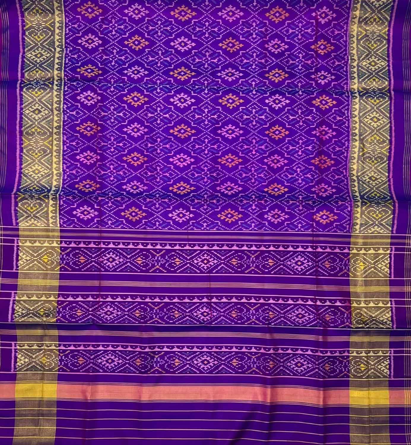 Exquisite Purple Pure Silk Patola Single Ikat Saree - Luxurion World