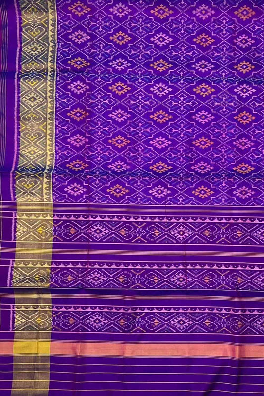 Exquisite Purple Pure Silk Patola Single Ikat Saree - Luxurion World