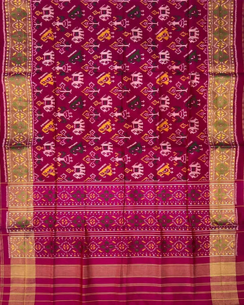 Beautiful Pink Pure Silk Patola Single Ikat Saree - Luxurion World